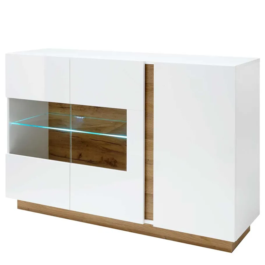 138x91x40 Kommode mit Glas 3-türig - Myrda Sideboards