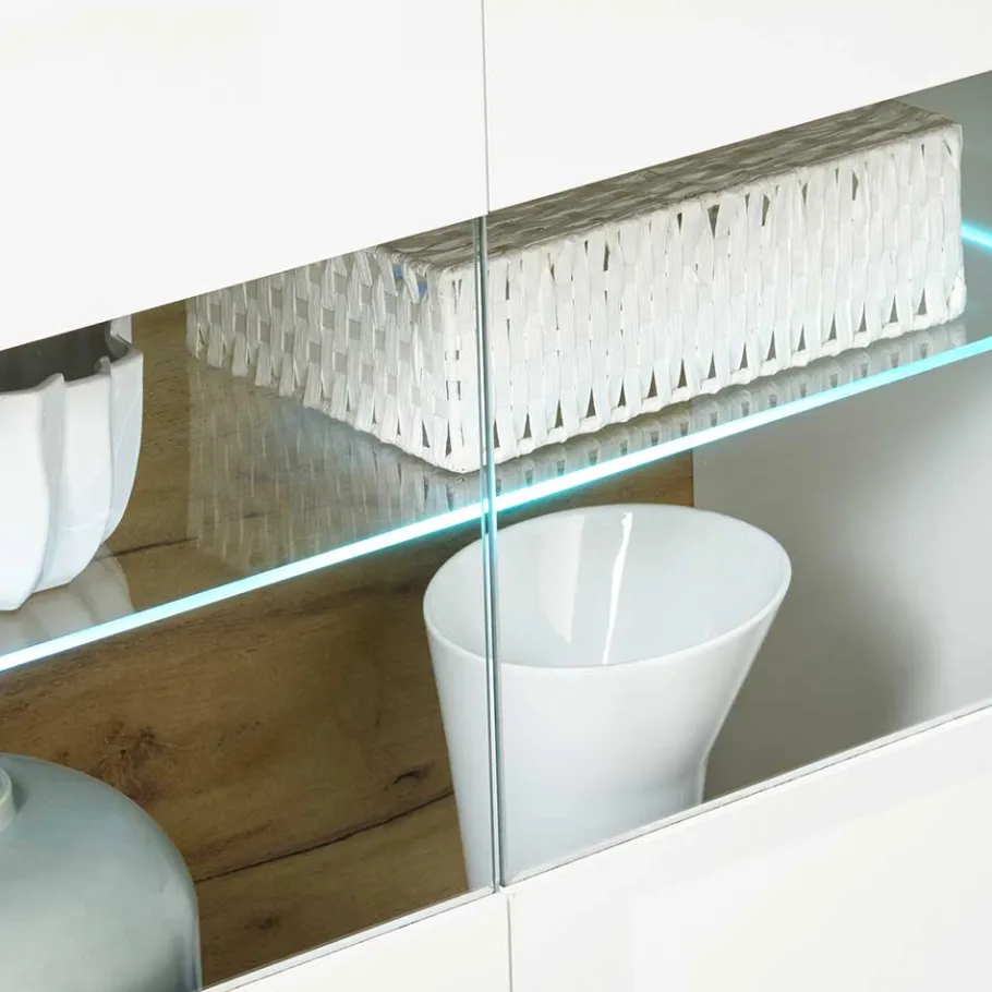 138x91x40 Kommode mit Glas 3-türig - Myrda Sideboards