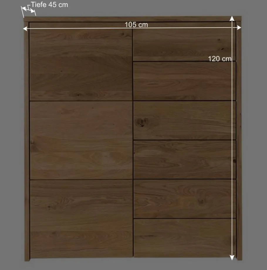 105x120x45 Kommode mit sechs Schubladen & Tür - Vactivus Highboards