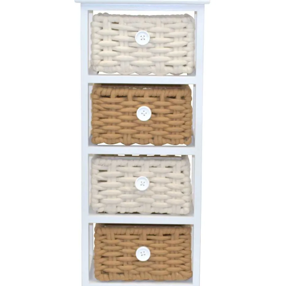 30x73x25 Kommode mit vier Körben in Weiß - Udolph Regale