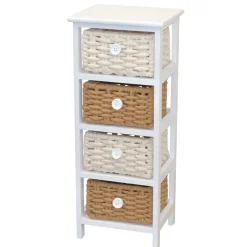 30x73x25 Kommode mit vier Körben in Weiß - Udolph Regale