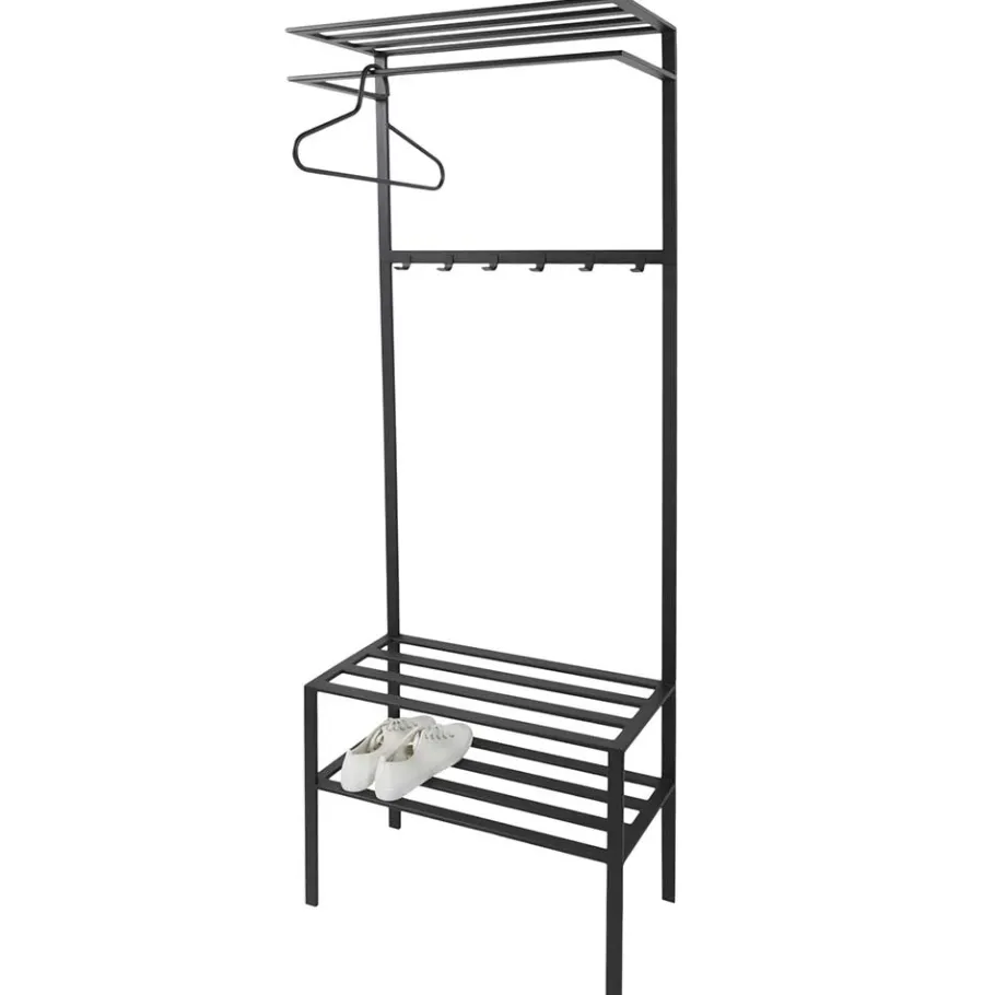 Sale 70x178x29 Kompaktgarderobe aus Stahl in Schwarz - Cellja Garderoben