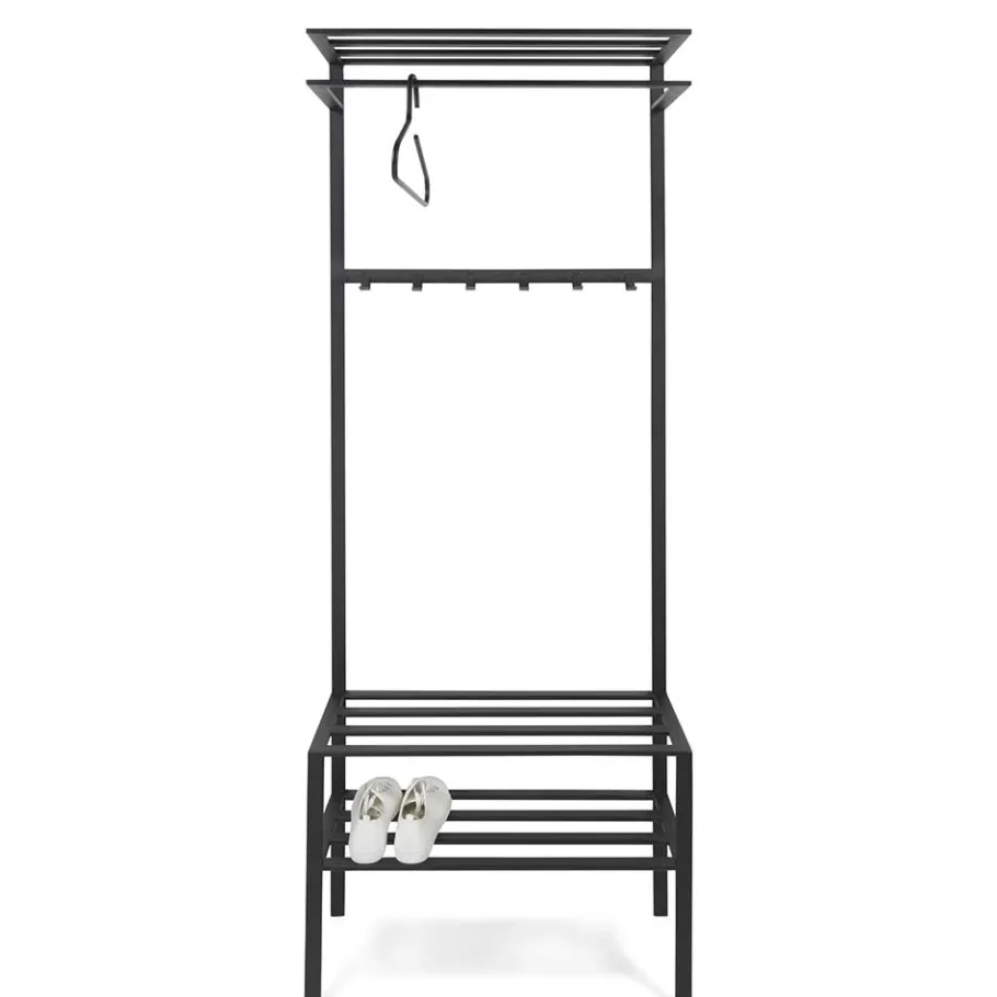 Sale 70x178x29 Kompaktgarderobe aus Stahl in Schwarz - Cellja Garderoben