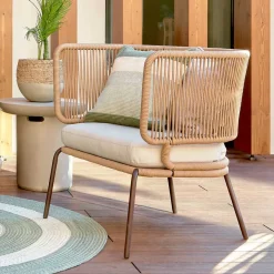 Sale 135x80x65 Kordelgeflecht Sofa mit Sitzpolster - Membres Sitzbank