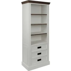 Clearance 68x180x39 Landhaus Regal in Weiß & Graubraun - Bleaks Regale|Vitrinen