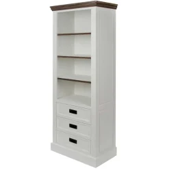 Clearance 68x180x39 Landhaus Regal in Weiß & Graubraun - Bleaks Regale|Vitrinen