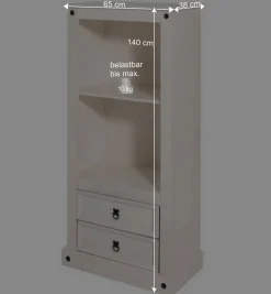 Sale 65x140x38 Landhausregal in Weiß - Henvic Regale|Vitrinen