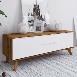 Sale 134x48x40 Lowboard in Wildeiche & Weiß - Diesta Tv & Hifi-Möbel|Lowboards