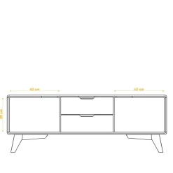 Sale 134x48x40 Lowboard in Wildeiche & Weiß - Diesta Tv & Hifi-Möbel|Lowboards