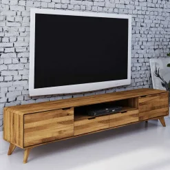 Sale 220x48x40 Massivholz TV Board in Natur geölt - Eavy Tv & Hifi-Möbel|Lowboards