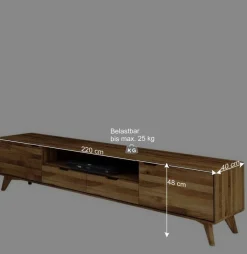 Sale 220x48x40 Massivholz TV Board in Natur geölt - Eavy Tv & Hifi-Möbel|Lowboards