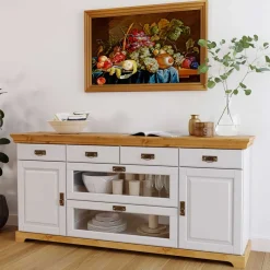 Best 180x84x84 Moderne Anrichte in Weiß & Honig - Brasivon Sideboards