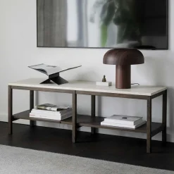 Sale 140x45x40 Offenes Regal in Beige Travertin - Calumha Tv & Hifi-Möbel|Lowboards