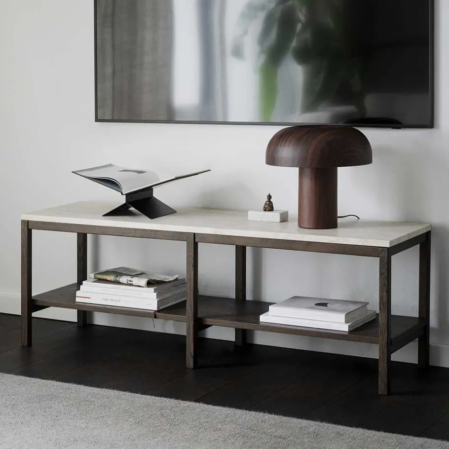 Sale 140x45x40 Offenes Regal in Beige Travertin - Calumha Tv & Hifi-Möbel|Lowboards