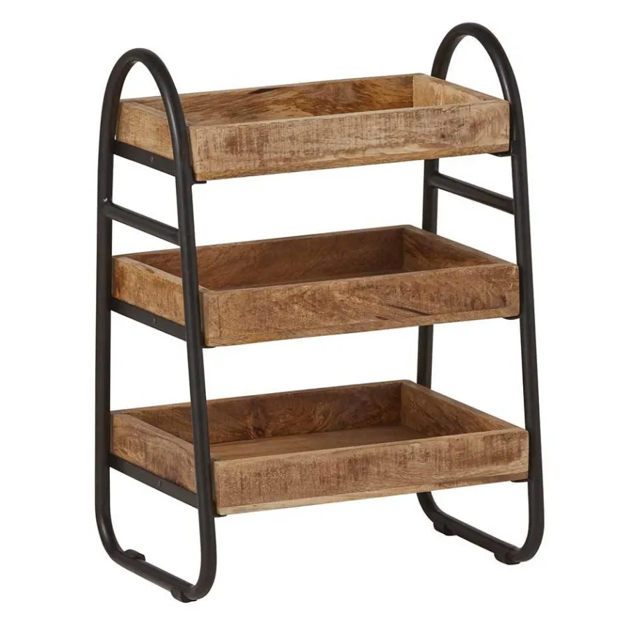 44x65x35 Offenes Regal mit 3 Holzablagen - Toma Regale