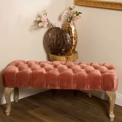 Outlet 100x40x42 Polsterbank in Rosa Samt - Fregato Sitzbank