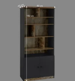 80x182x40 Regal in Holz verwittert - Guerrero Regale|Vitrinen