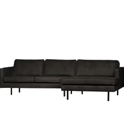 300x85x155 Retro Eckcouch in Schwarz - Avonita Sofas