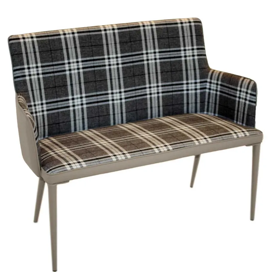 Outlet 100x90x52 Retro Esszimmerbank in Kariert - Rave Sitzbank