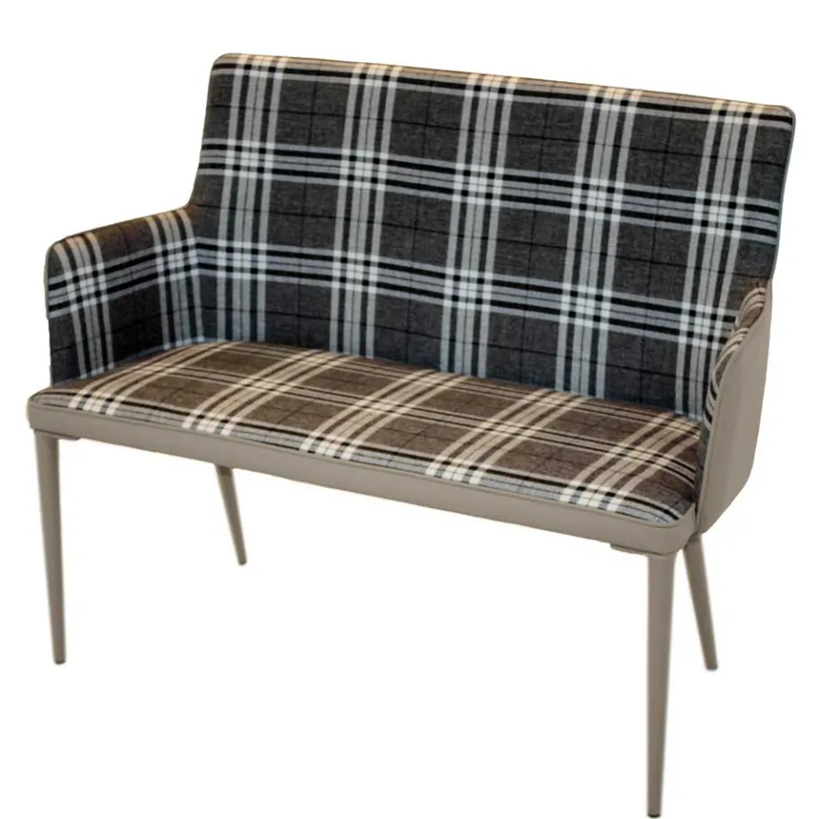 Outlet 100x90x52 Retro Esszimmerbank in Kariert - Rave Sitzbank