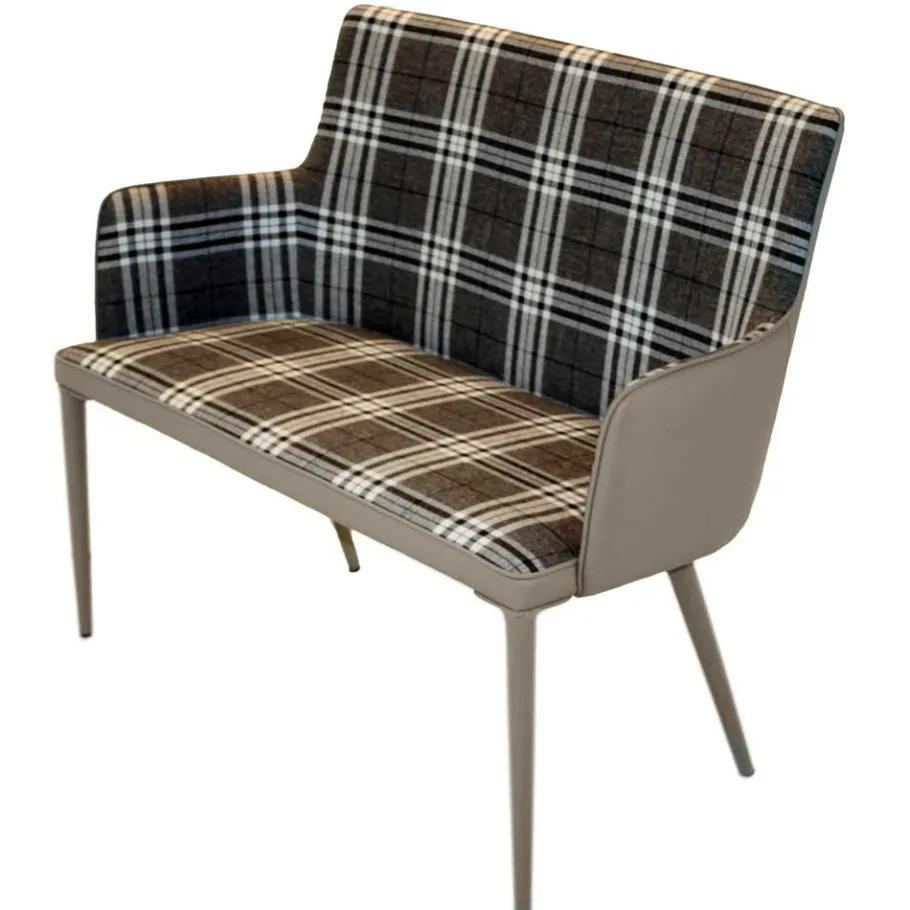Outlet 100x90x52 Retro Esszimmerbank in Kariert - Rave Sitzbank