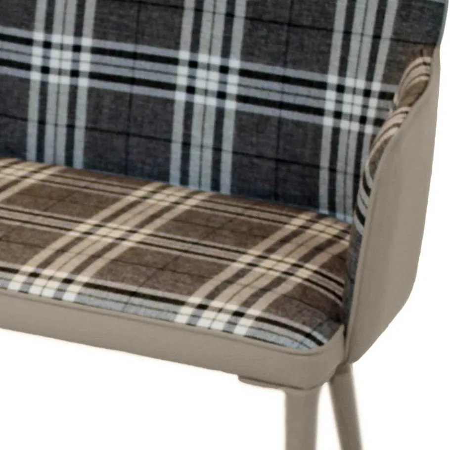 Outlet 100x90x52 Retro Esszimmerbank in Kariert - Rave Sitzbank