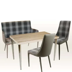 Outlet 100x90x52 Retro Esszimmerbank in Kariert - Rave Sitzbank