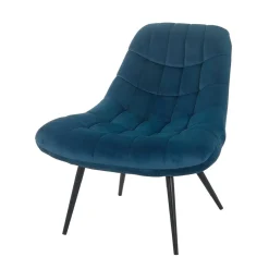 76x86x86 Samt Loungestuhl in Blau - Sixtys Sessel