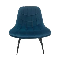 76x86x86 Samt Loungestuhl in Blau - Sixtys Sessel
