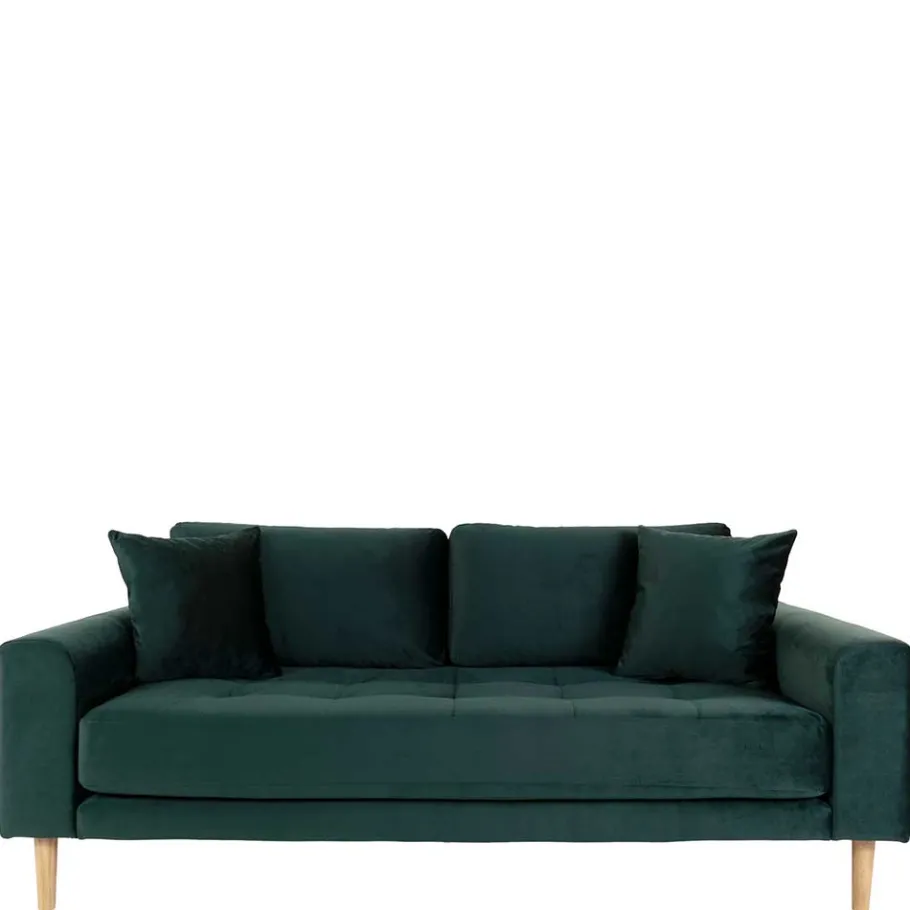 180x76x93 Samt Wohnzimmercouch in Dunkelgrün - Secilia Sofas