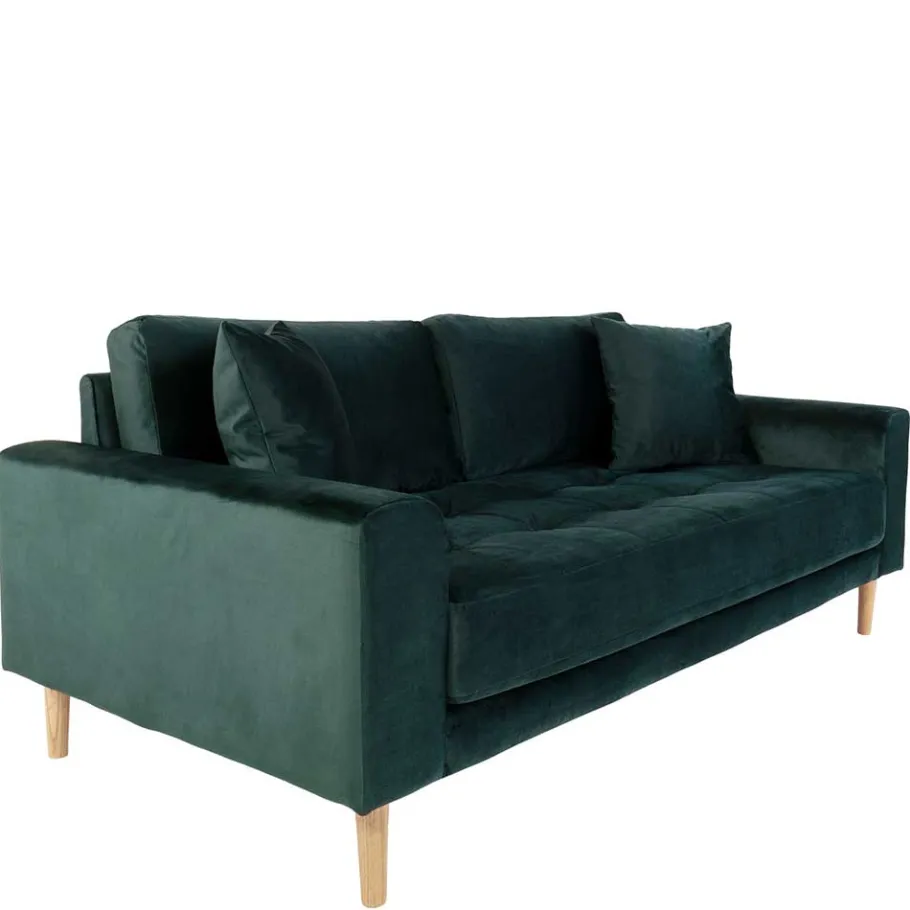 180x76x93 Samt Wohnzimmercouch in Dunkelgrün - Secilia Sofas