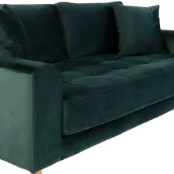 180x76x93 Samt Wohnzimmercouch in Dunkelgrün - Secilia Sofas