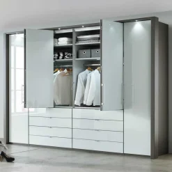 Hot 307x240x58 Schlafzimmerschrank mit Falttüren - Audra Kleiderschränke|Schränke