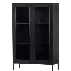 100x155x40 Schwarze Vitrine mit Doppeltür - Neptunus Highboards|Vitrinen
