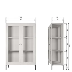 100x155x40 Schwarze Vitrine mit Doppeltür - Neptunus Highboards|Vitrinen