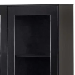 100x155x40 Schwarze Vitrine mit Doppeltür - Neptunus Highboards|Vitrinen