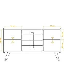 160x90x50 Sideboard in Nussbaumfarben lackiert - Nadelle Sideboards
