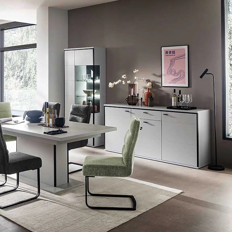 Best 183x89x44 Sideboard in Weiß mit Schwarzgrau - Loazin Sideboards