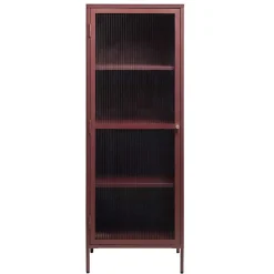 58x160x40 Stahl Vitrinenschrank in Dunkelrot - Enno Vitrinen