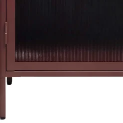 58x160x40 Stahl Vitrinenschrank in Dunkelrot - Enno Vitrinen