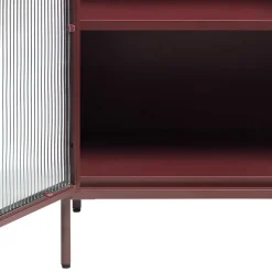 58x160x40 Stahl Vitrinenschrank in Dunkelrot - Enno Vitrinen