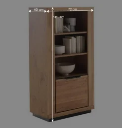 Sale 72x142x40 Teilmassives Regal mit drei Fächern & Tür - Vlacoma Regale|Vitrinen