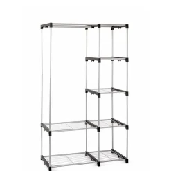 Clearance 96x170x50 Textil Kleiderschrank in Grau - Leo Regale