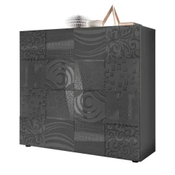Best 121x111x42 Türen-Kommode in Grau Glanz - Ipatal Sideboards