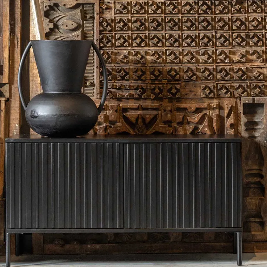 100x56x44 2-türiges TV Board in Schwarz - Gelvins Lowboards