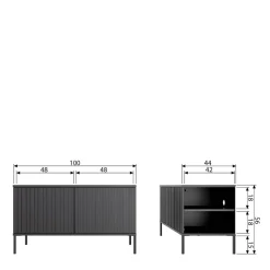 100x56x44 2-türiges TV Board in Schwarz - Gelvins Lowboards