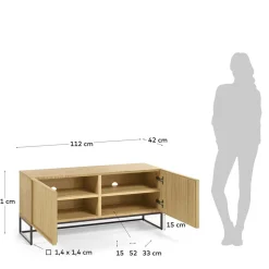 Clearance 112x51x42 2-türiges TV Lowboard in Eiche - Ravilon Tv & Hifi-Möbel|Lowboards