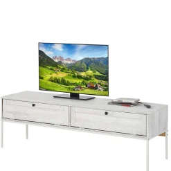 Sale 140x45x40 TV Board aus Kiefer in Creme Weiß - Ejeliva Tv & Hifi-Möbel|Lowboards