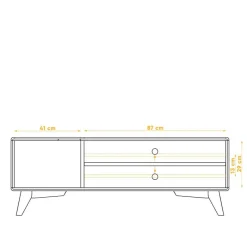 Clearance 134x48x40 TV Board mit Tür & 2 Fächern - Diesta I Tv & Hifi-Möbel|Lowboards