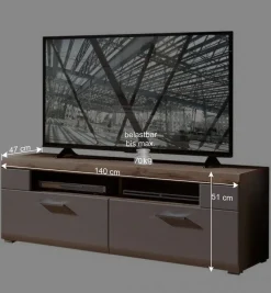 Best 140x51x47 TV Element in Grau & Eiche - Fraguca Tv & Hifi-Möbel|Lowboards